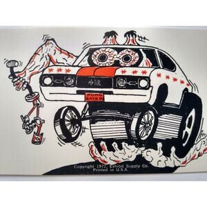 Hot Rod Postcard 442 Ford Eater Car Beatnik Monster Custom Racer Vendor Card